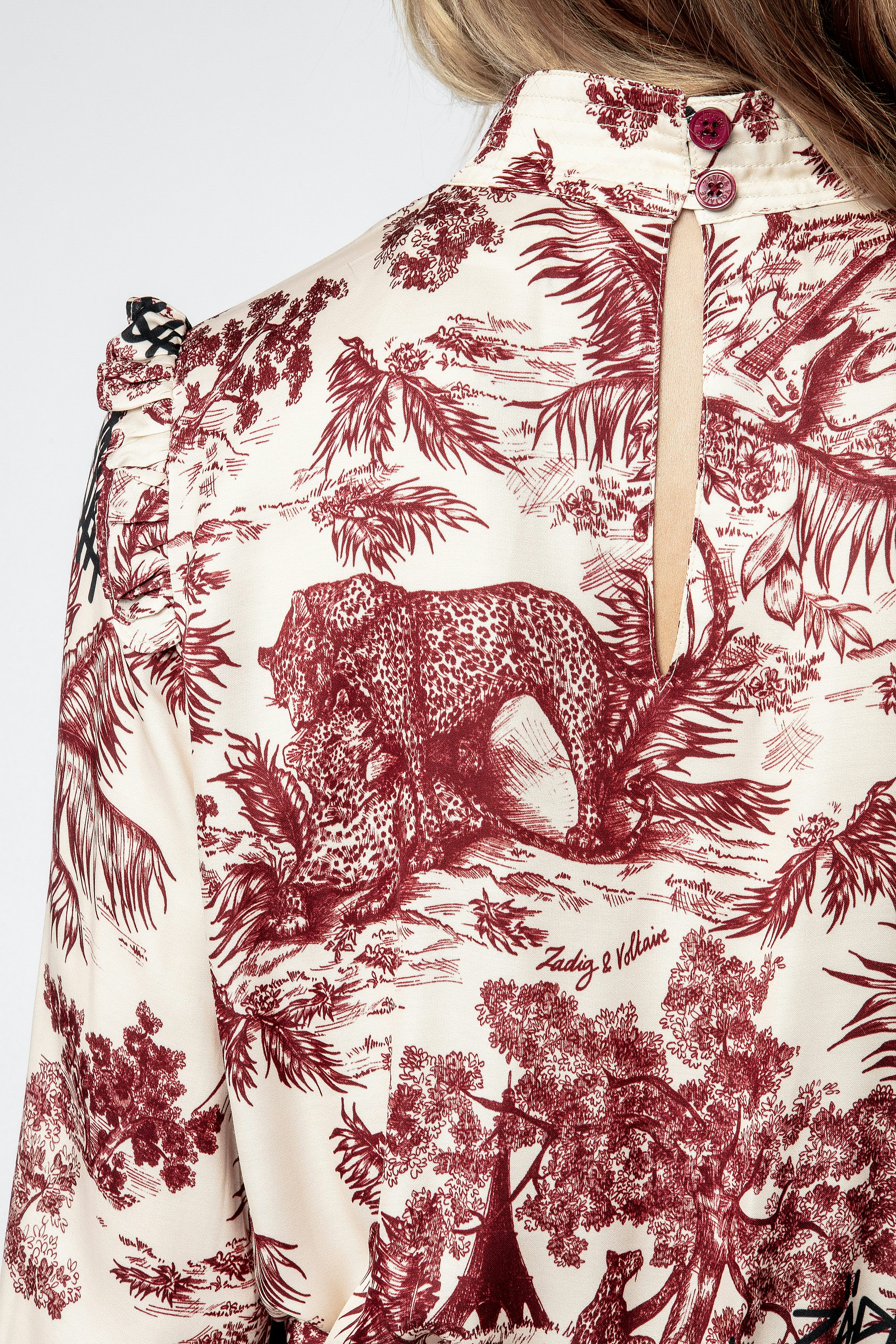 Robe Rocket Jouy Satin - Robe blanche femme, imprimée.